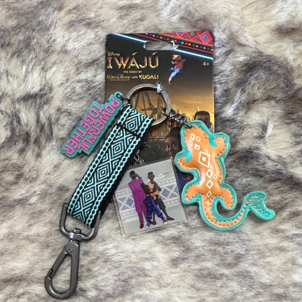Iwaju Teal & Orange Lizard Keychain with Strap